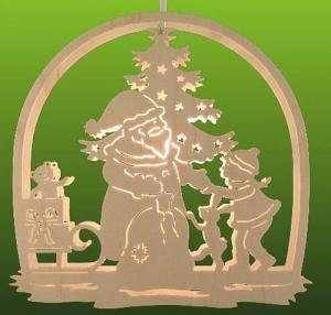 Fensterbild Weihnachtsmann beleuchtet