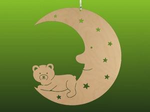 Fensterbild Teddy auf Mond