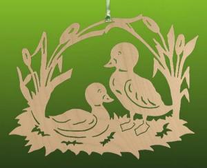 Fensterbild Entenfamilie