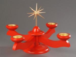 Adventsleuchter gro� rot ohne Engel mit Teelichter