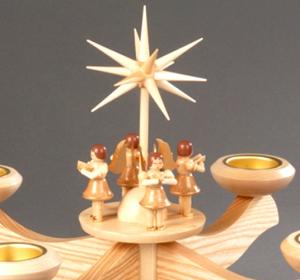 Adventsleuchter gro� natur mit 4 stehenden Engeln f�r Teelichter