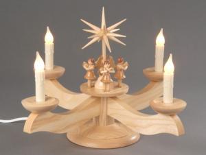 Adventsleuchter gro� natur mit 4 stehenden Engeln el. beleuchtet