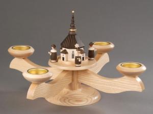 Adventsleuchter gro� natur Seiffener Kirche,Kurrende Teelichter