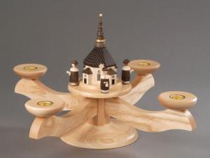 Adventsleuchter gro� natur Seiffener Kirche mit Kurrende