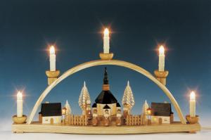 Schwibbogen Seiffener Kirche komplett innenbeleuchtet natur