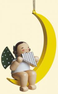 Gr�nhainichener Christbaumengel mit Panfl�te im Mond