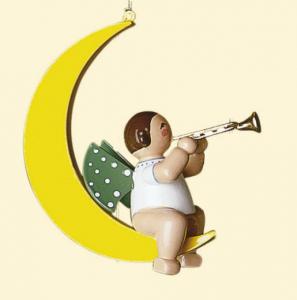 Gr�nhainichener Christbaumengel mit Trompete im Mond