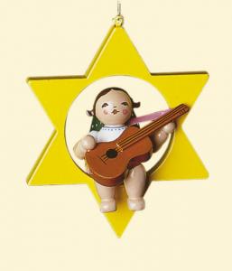 Gr�nhainichener Christbaumengel mit Gitarre im Stern