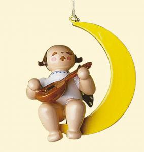 Gr�nhainichener Christbaumengel mit Mandoline im Mond