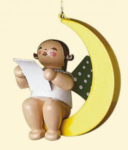 Gr�nhainichener Christbaumengel mit Notenblatt im Mond