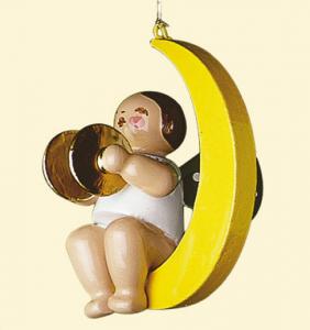 Gr�nhainichener Christbaumengel mit Becken im Mond