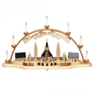 Schwibbogen Seiffener Kirche und  Kurrende schwarz