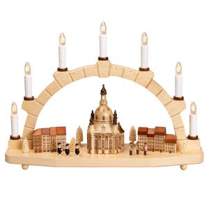 Schwibbogen Frauenkirche und Neumarkt natur