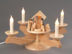 Adventsleuchter natur Christi Geburt elektrisch beleuchtet