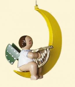 Gr�nhainichener Christbaumengel mit Harfe im Mond