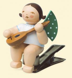 Gr�nhainichener Engel mit Mandoline auf Klemme