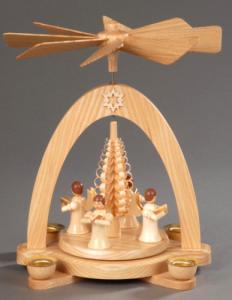Tischpyramide natur mit 4 Engel und Spanbaum