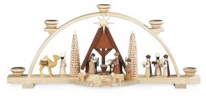 Schwibbogen Christi Geburt , mit Wachskerzen beleuchtet 47 cm