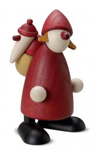 Weihnachtsfrau mit Kind im Rucksack