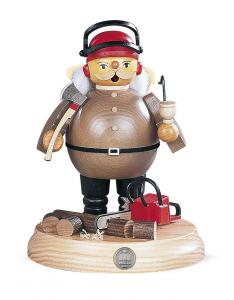 Räuchermann auf Sockel Baumfäller mit Motorsäge