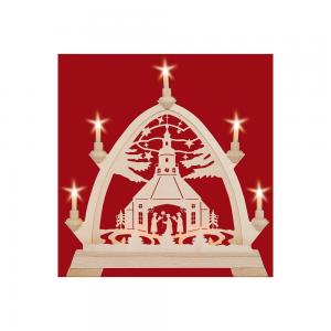 Gotischer Bogen mit Seiffener Kirche, mit Vorbeleuchtung