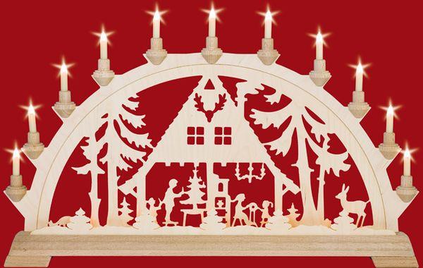 Schwibbogen Waldhaus  mit Vorbeleuchtung