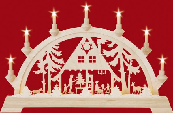 Schwibbogen Waldhaus mit Vorbeleuchtung Original Taulin