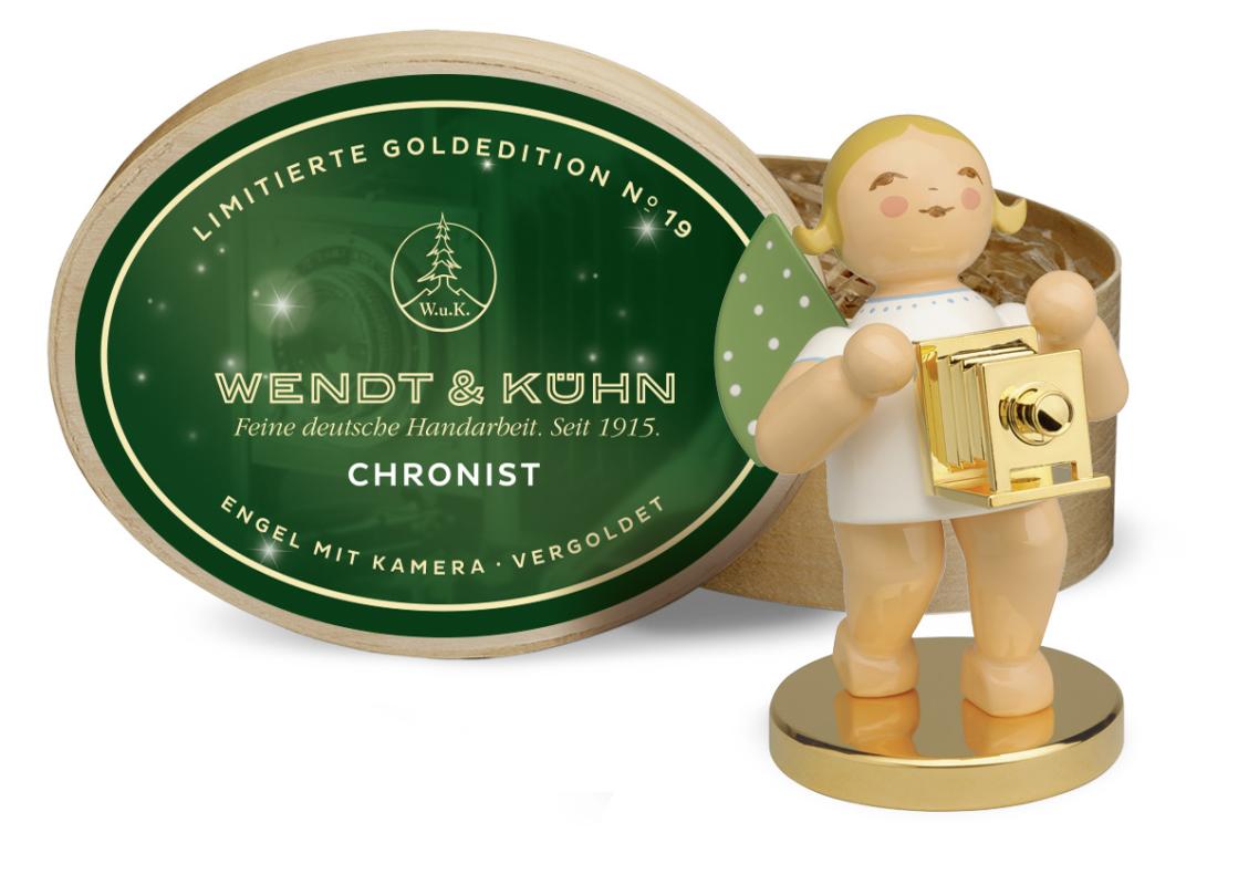 Wendt & Kühn Goldedition Nr.19 Der Chronist, Engel mit Kamera in Spanschachtel, limitiert