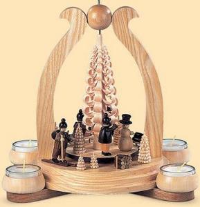 Bogenpyramide Wintermotiv groß einstöckig, natur