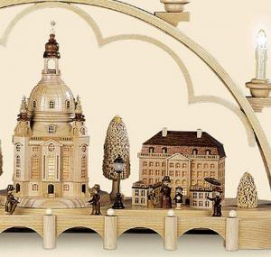 Schwibbogen Alt Dresden , komplett elektrisch beleuchtet 80 cm