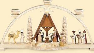 Schwibbogen Christi Geburt , mit Wachskerzen beleuchtet 47 cm