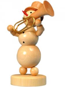Schneemannmusikant Tubabläser auf Sockel