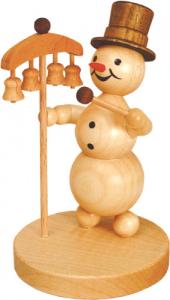 Schneemannmusikant Glockenspiel auf Sockel