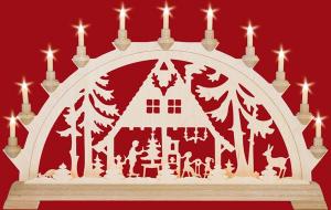 Schwibbogen Waldhaus  mit Vorbeleuchtung