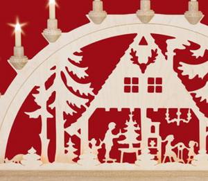 Schwibbogen Waldhaus  mit Vorbeleuchtung