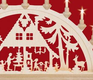 Schwibbogen Waldhaus  mit Vorbeleuchtung