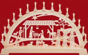 Schwibbogen Christgeburt mit Könige 84 cm mit Vorbeleuchtung