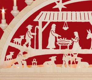 Schwibbogen Christgeburt mit Könige 84 cm mit Vorbeleuchtung