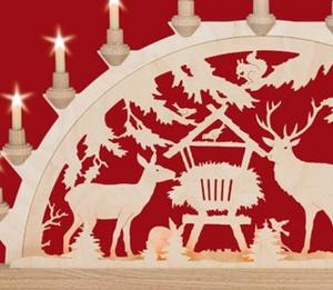 Schwibbogen Wildfütterung  mit Vorbeleuchtung