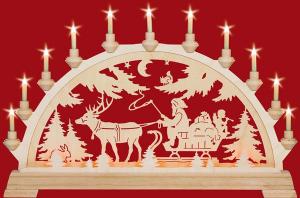 Schwibbogen Nikolaus mit Schlitten  mit Vorbeleuchtung