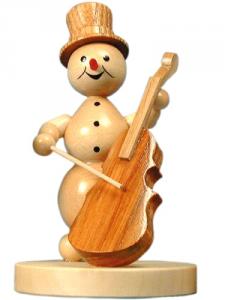 Schneemannmusikant Baßgeige auf Sockel
