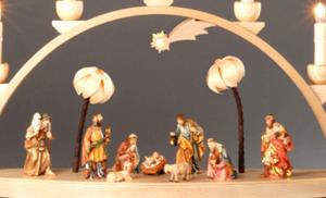 Seiffener Schwibbogen Christi Geburt mit geschnitzten Figuren