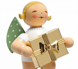 Goldedition Nr.7 Gratulant,  Engel mit Geschenk vergoldet