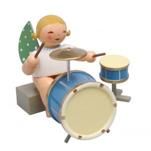 Grünhainichener Engel® mit zweiteiligem Schlagzeug,sitzend