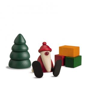 Miniaturset 1 - Weihnachtsmann auf Kante sitzend mit Baum und Geschenken