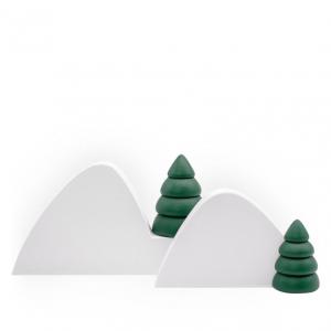 Winterlandschaft 1 mit 2 halben Bäumen, grün
