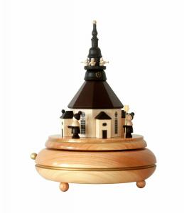 Spieldose Motiv Seiffener Kirche mit Turmbläsern und Kurrende