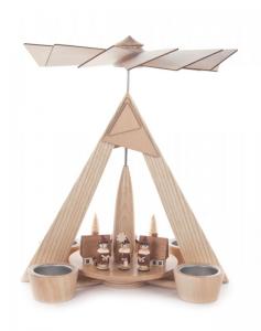 Pyramide mit Seiffener Dorf und Kurrende natur für Teelichte