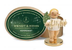 Limitierte Goldedition Nr.16 Komponist,Engel mit Notenlinie, vergoldet, limitiert