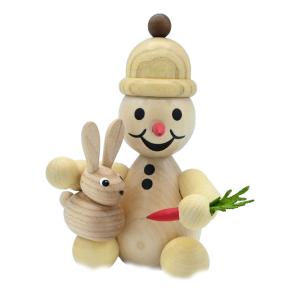 Schneemann Junior sitzend mit Hase, mittelgroß Neu 2025